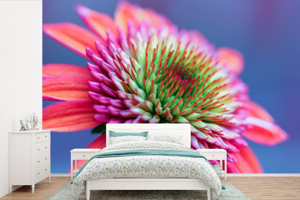 MuchoWow Fototapete für Wohnzimmer oder Schlafzimmer Wandtapete Vinyl Motivtapete Blumen - Rosa - Hell - 360x240 cm - Vinyl-Tapete