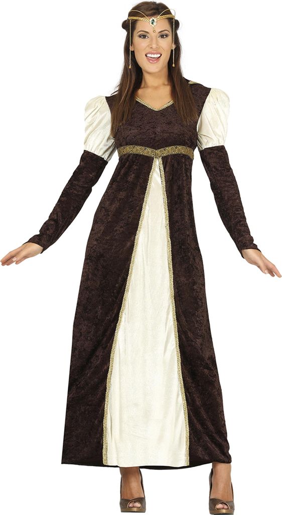 A woman wearing a medieval princess costume.