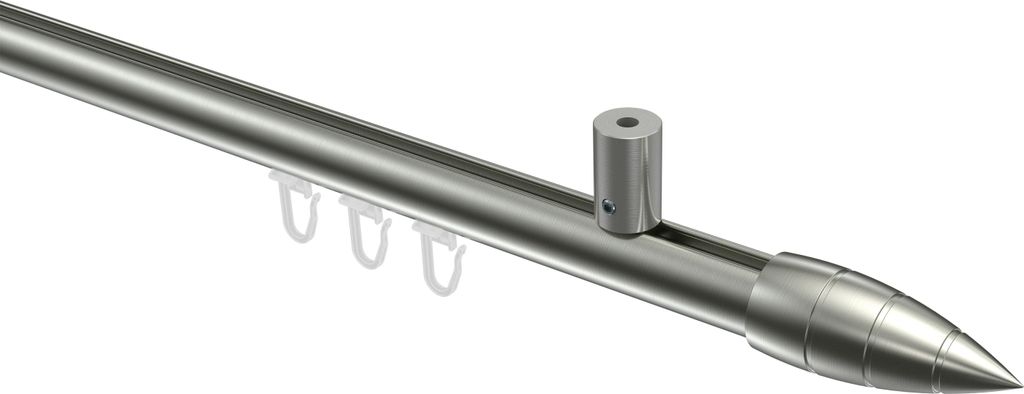Interdeco Innenlaufstange / Gardinenstange mit Innenlauf Edelstahl-Optik, Typ Sonius Samanto (Rillenpatrone) Deckenmontage, 20 mm Ø 1-läufig, 100 cm