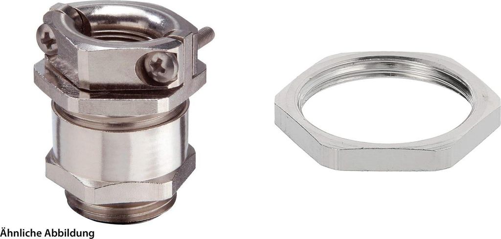 WISKA DIN-Verschraubung mit externer Zugentlastung und Gegenmutter PG13,5x1,41 Messing (CuZn) vernickelt Gewindelänge