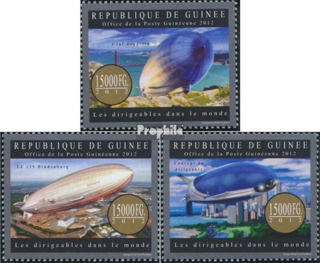 Briefmarken Guinea 2012 Mi 9503-9505 (kompl. Ausgabe) postfrisch Zeppeline,(Graf Zeppelin)