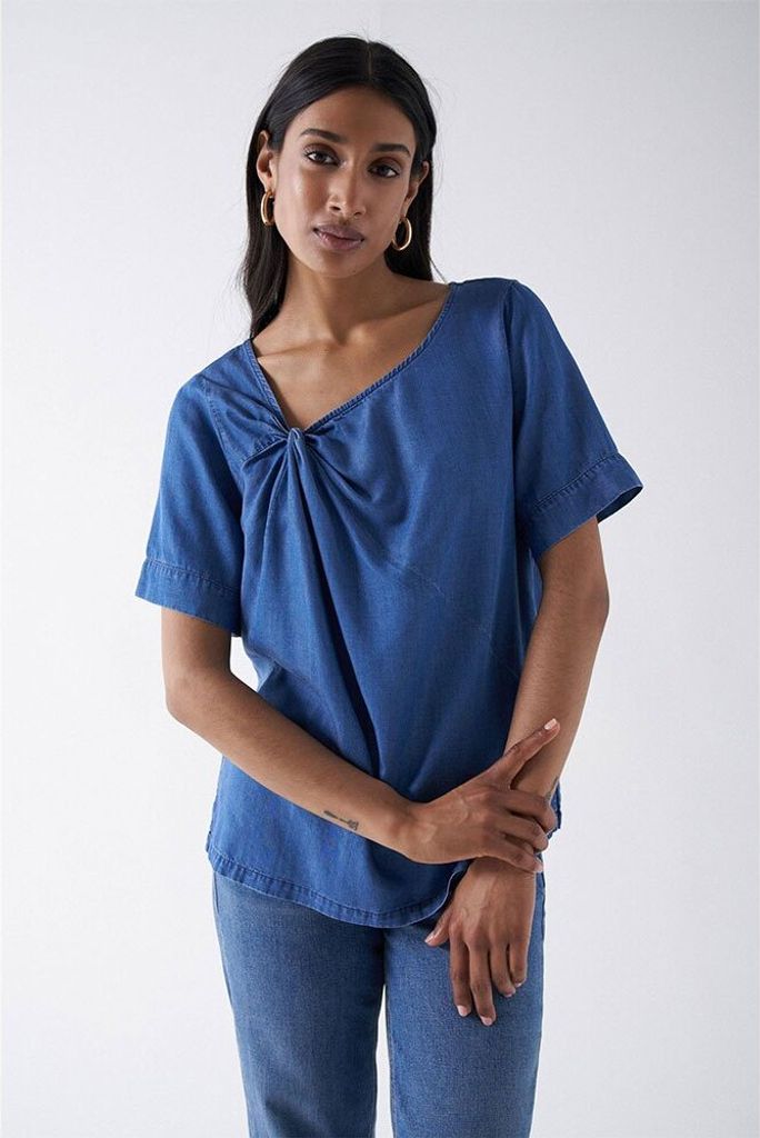 Salsa Jeans 21008224 Kurzarm-bluse Blau L Frau Blau L
