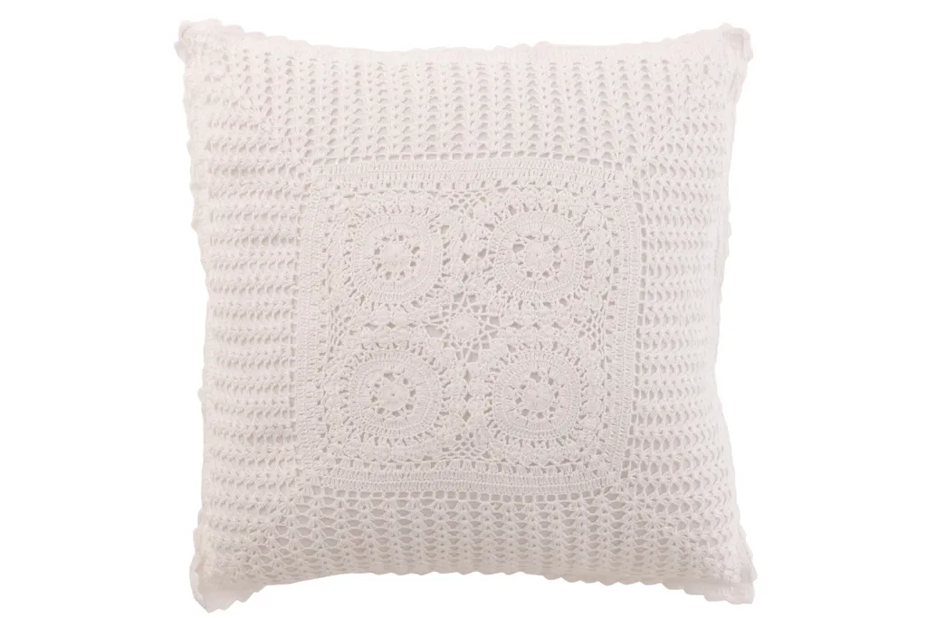 Coussin Carré Blanc en Dentelle Idéal pour Déco de Chambre Romantique