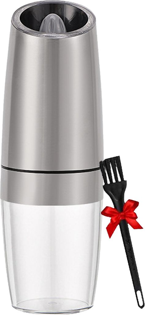 Elektrische Pfeffermühle mit Schwerkraft, elektrische Pfeffermühle aus Edelstahl, batteriebetrieben, automatische Mühle, einhandbedienbar, Meers...