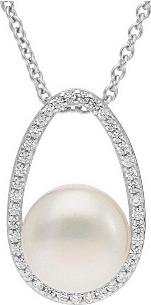 Kettenanhänger Silber 925 Süßwasser Zuchtperle Zirkonia JL10-02-0674 JuwelmaLux