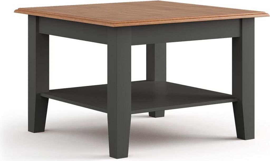 Belluno Elegante Massivholz Couchtisch 70x70 cm Grafit / Eiche