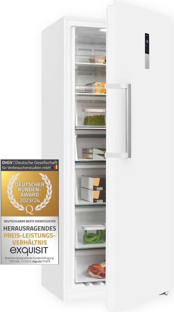 Exquisit Gefrierschrank GS380-NF-H-050D weiss | No Frost | Nutzinhalt: 380 L | Temperaturregelung | Alarm