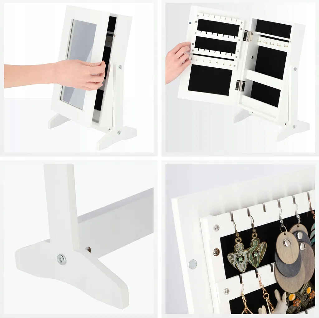 Petit coffret à bijoux vertical en bois avec compartiments modulables - 3