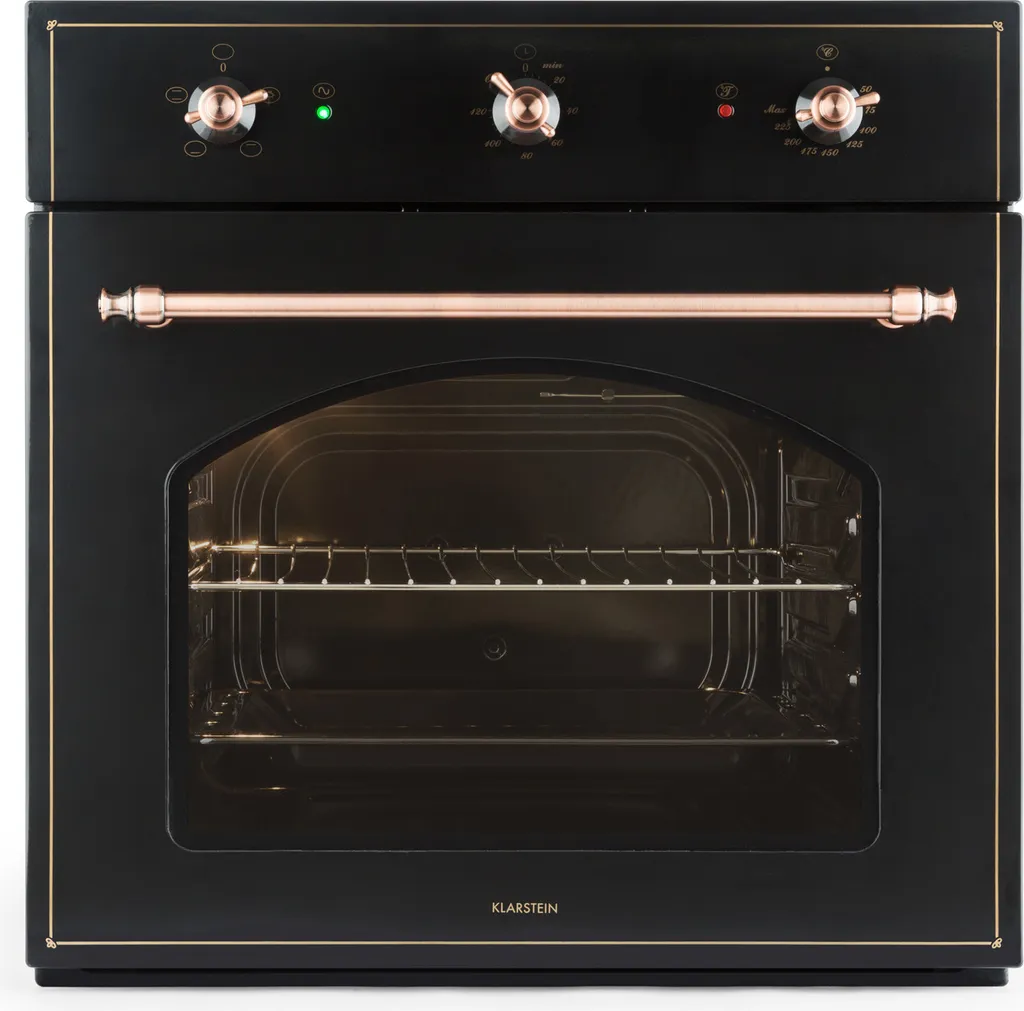 Klarstein Vilhelmine - Einbau-Backofen, Elektrobackofen, 55 Liter Volumen, Vintage-Design, 3 Betriebsfunktionen, Ober- Unterhitze, Garzeit-Timer, Edel