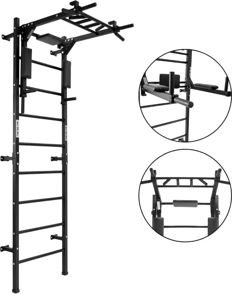 Espalier de gymnastique mural noir Profi pour fitness et musculation indoor