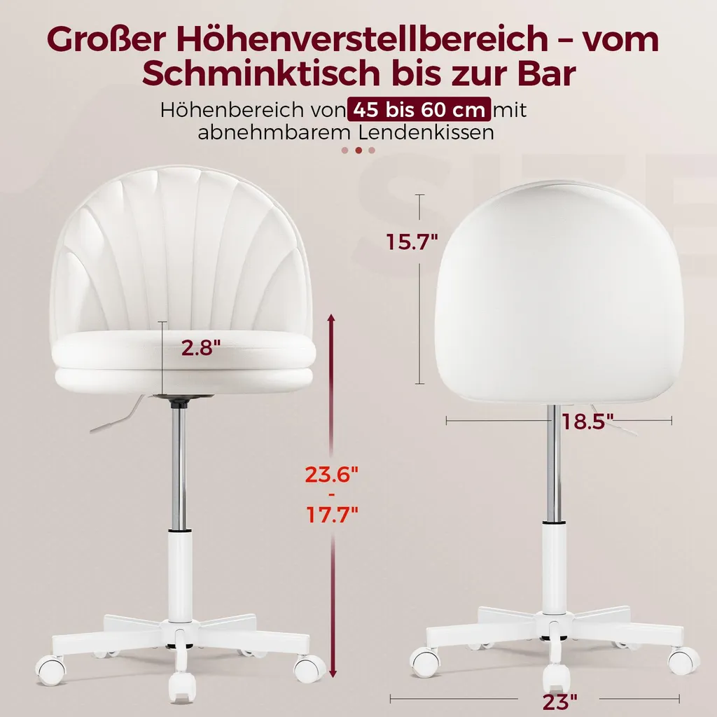 Chaise pivotante de bureau blanche en cuir synthétique style moderne