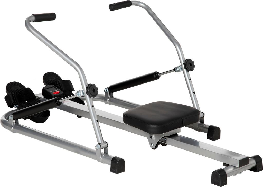 HOMCOM faltbares hydraulisches Rudergerät mit 3 Widerstandsstufen, digitalem Monitor und rutschfestem Pedal für Heimfitness, Stahl, 129 x 70 x 70...
