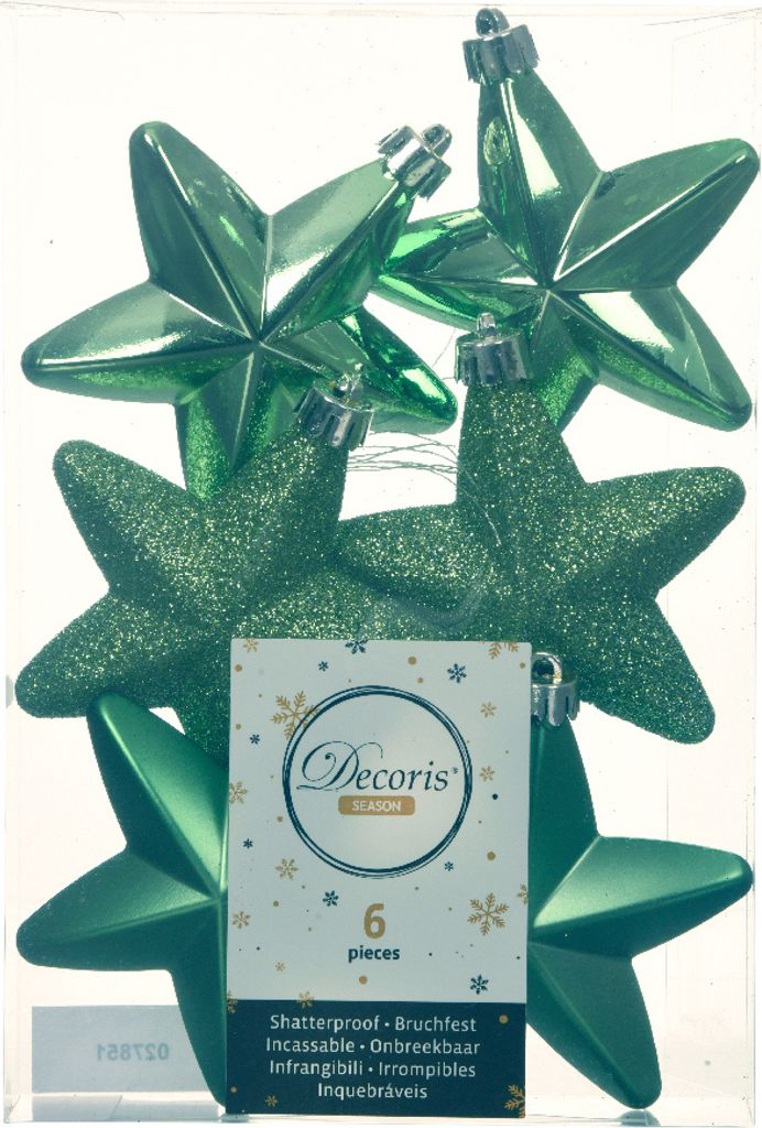 Christbaumschmuck Sterne 7cm Kunststoff 6 Stück - Produktbild 