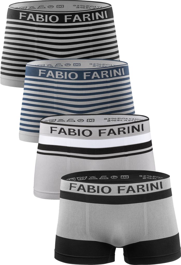 Fabio Farini - 4 Stück Herren Unterhosen - Männer Retroshorts aus weicher Microfaser im sportlichen Look mit Logoschriftzug