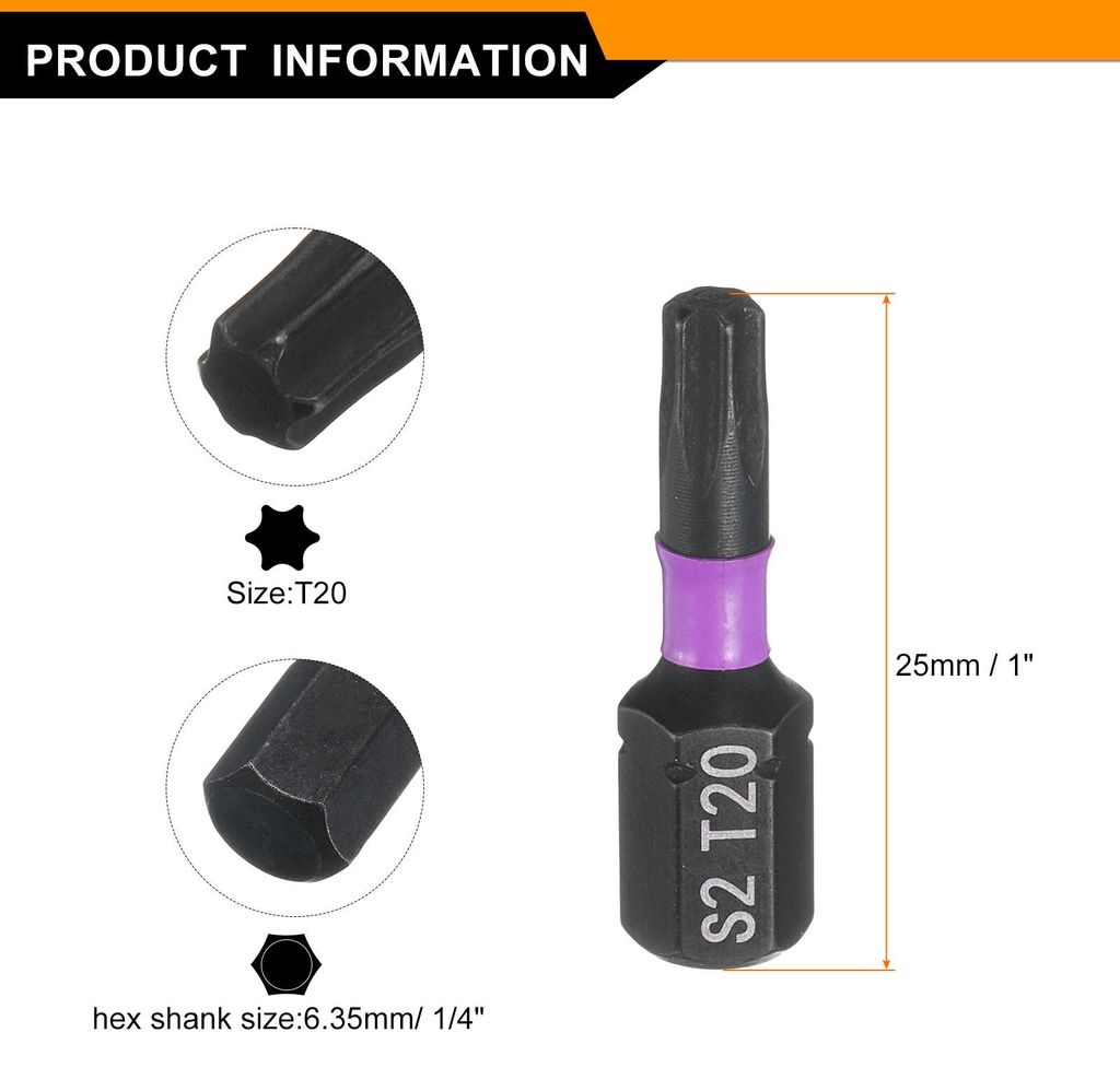 2 Stš¹ck T20 Schraubendreher Torx Bit Set, 1/4 Zoll Sechskantschaft 25mm/1 Zoll L?nge Magnetisch Stern 6 Punkt Kopf Hex Bits S2 Stahl Werkzeugset...