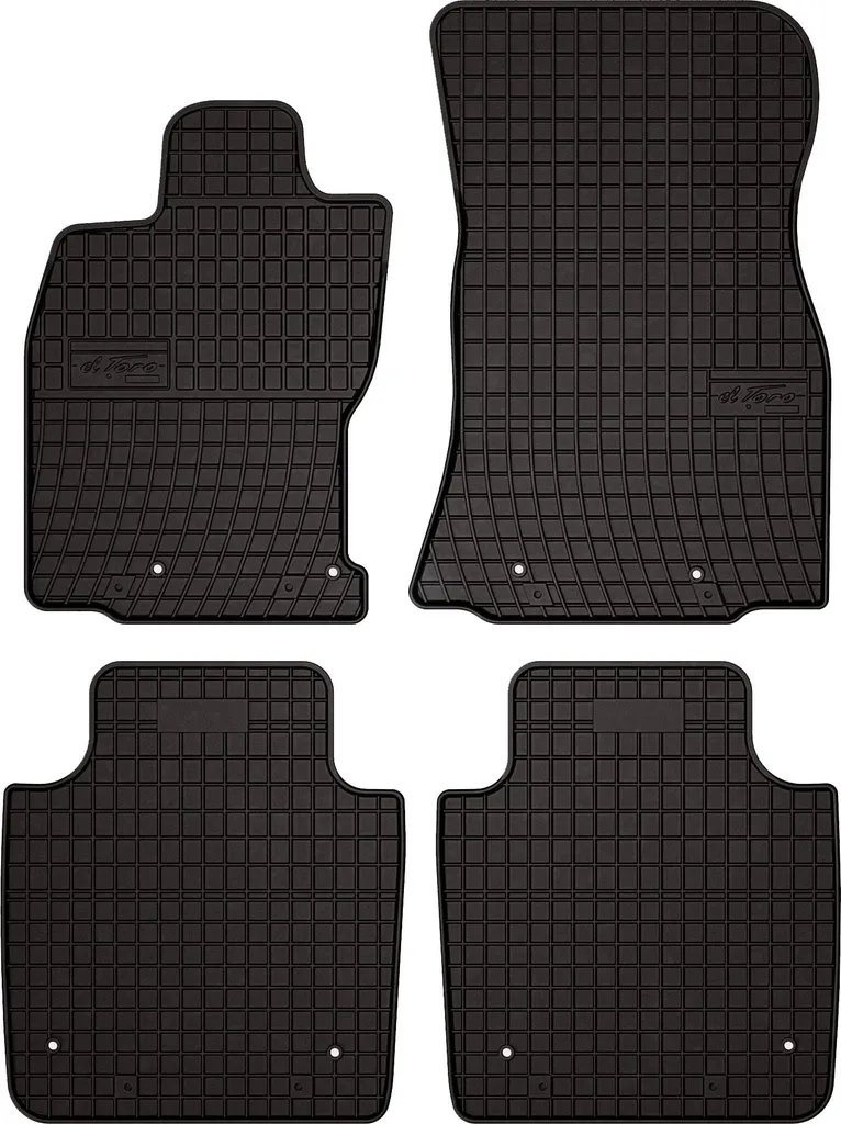 Set 4 Tappetini Gomma Jaguar XJ 2002-2009 Neri con Clip Fissaggio