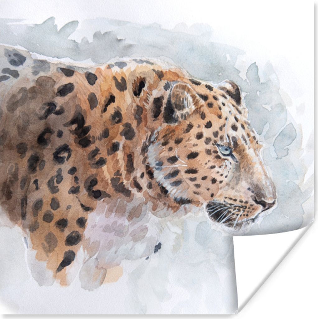MuchoWow Poster Panther - Aquarell - Tiere 30x30 cm - Wandposter - Printing