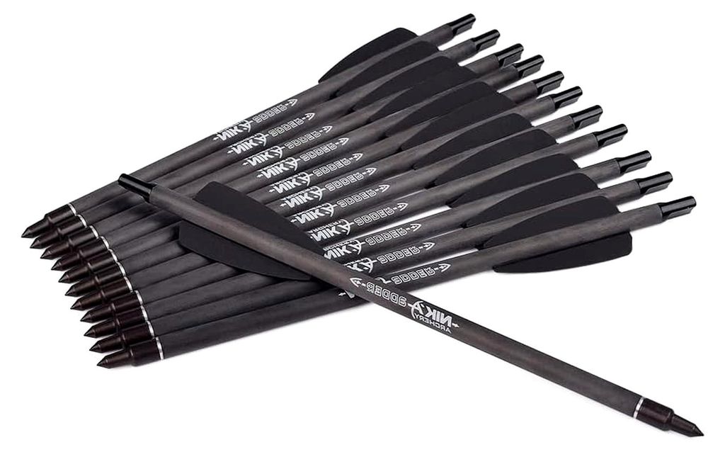 7,5" R9 Armbrustschrauben Carbonpfeile mit 2" Flügeln für das Zielbogenschießen (12 Stück)