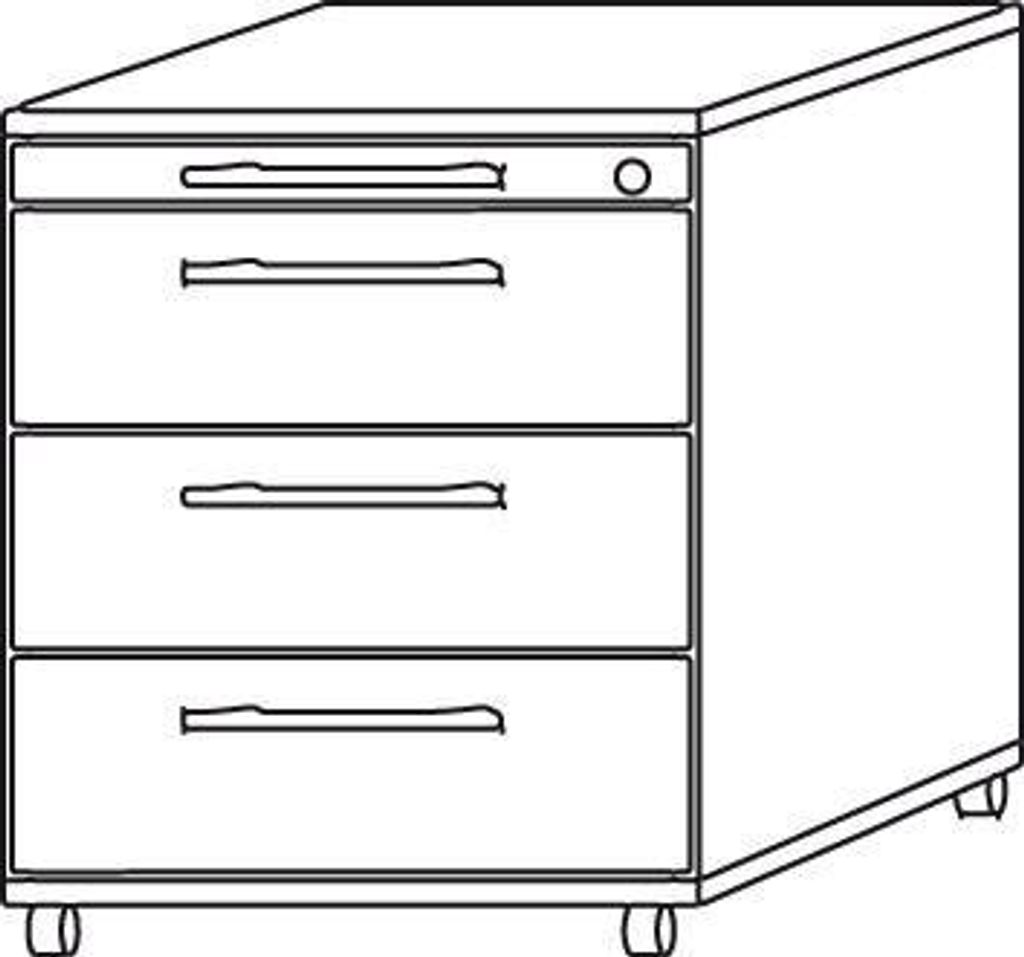 Rollcontainer AC30 RE, 60er Tiefe 42,8 x 58 x 59 cm, 1/3/3/3 HE