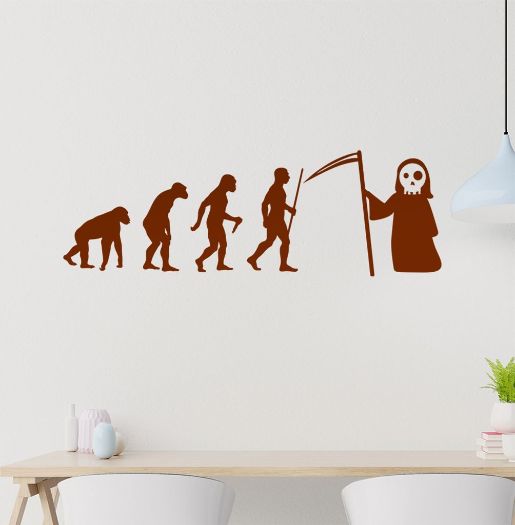 Sensenmann Tod Evolution Wandtattoo Wandaufkleber Wall Sticker - Dekoration, Küche, Wohnzimmer, Schlafzimmer, Badezimmer