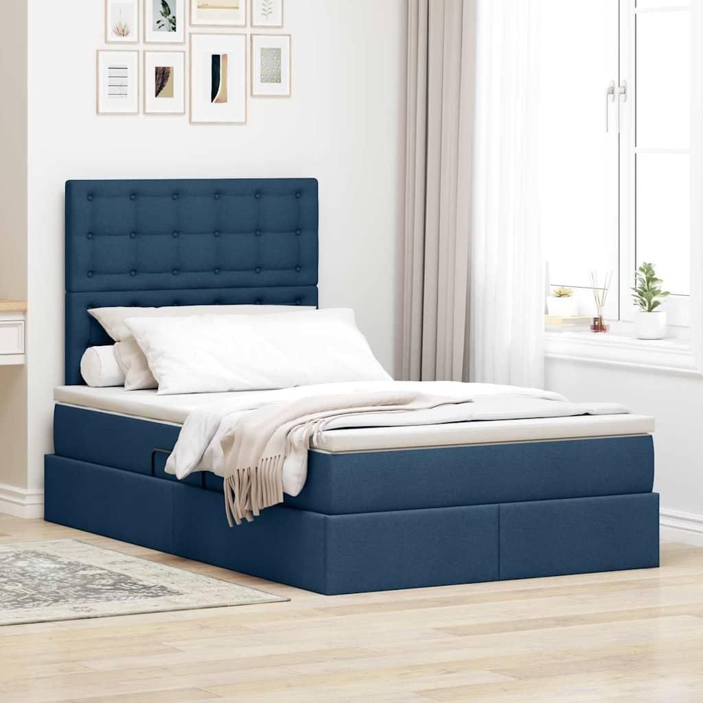 Maison Exclusive - Bett mit Stauraum und LED mit LED Blau 120 x 200 cm Polyester