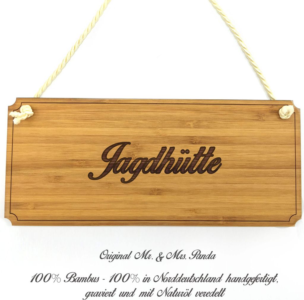 Mr. & Mrs. Panda Holzschild Jagdhütte - Geschenk, Infotafel, Graviert, Hinweisschild, Landhaus, Wegweiser, Schild, Shabby, Geschenkidee, Eingangss...