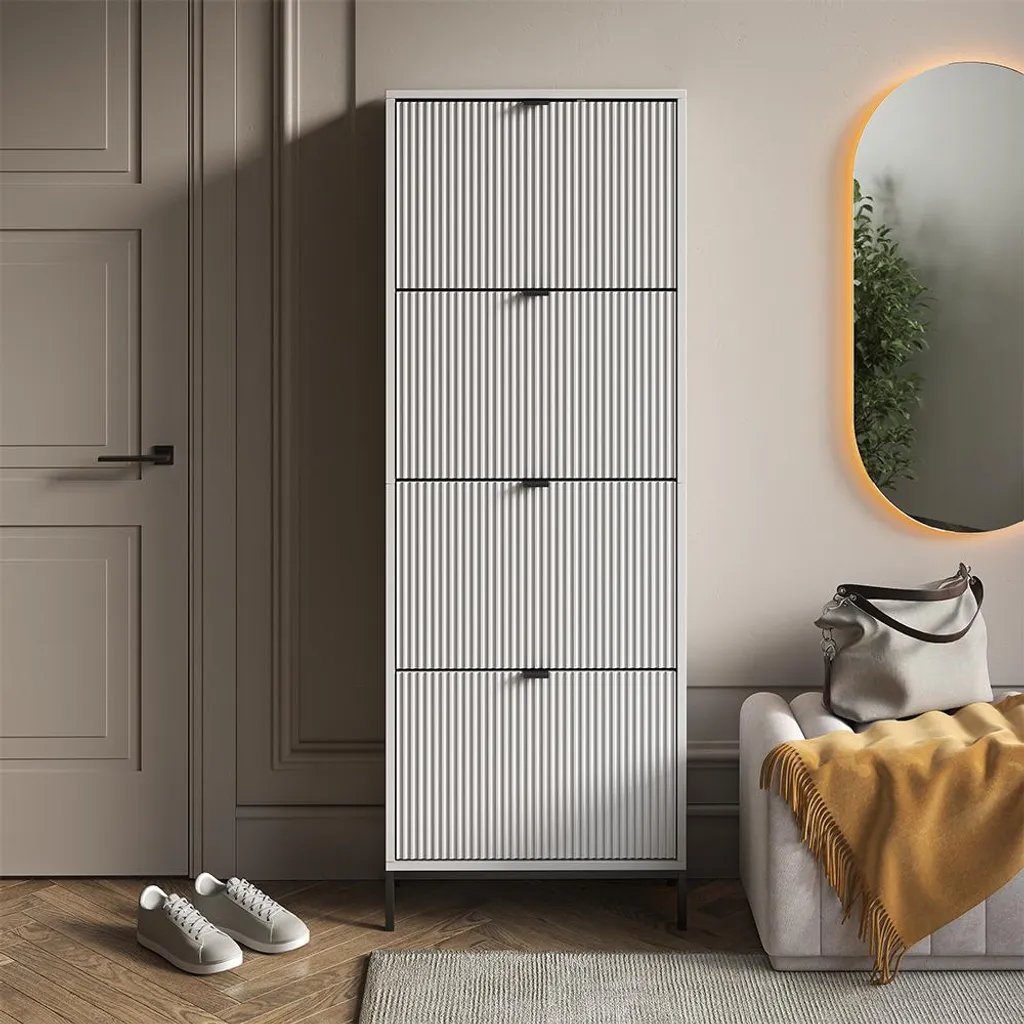 Meuble à chaussures haut Vicco Eliza Blanc pour gain de place 60x168cm