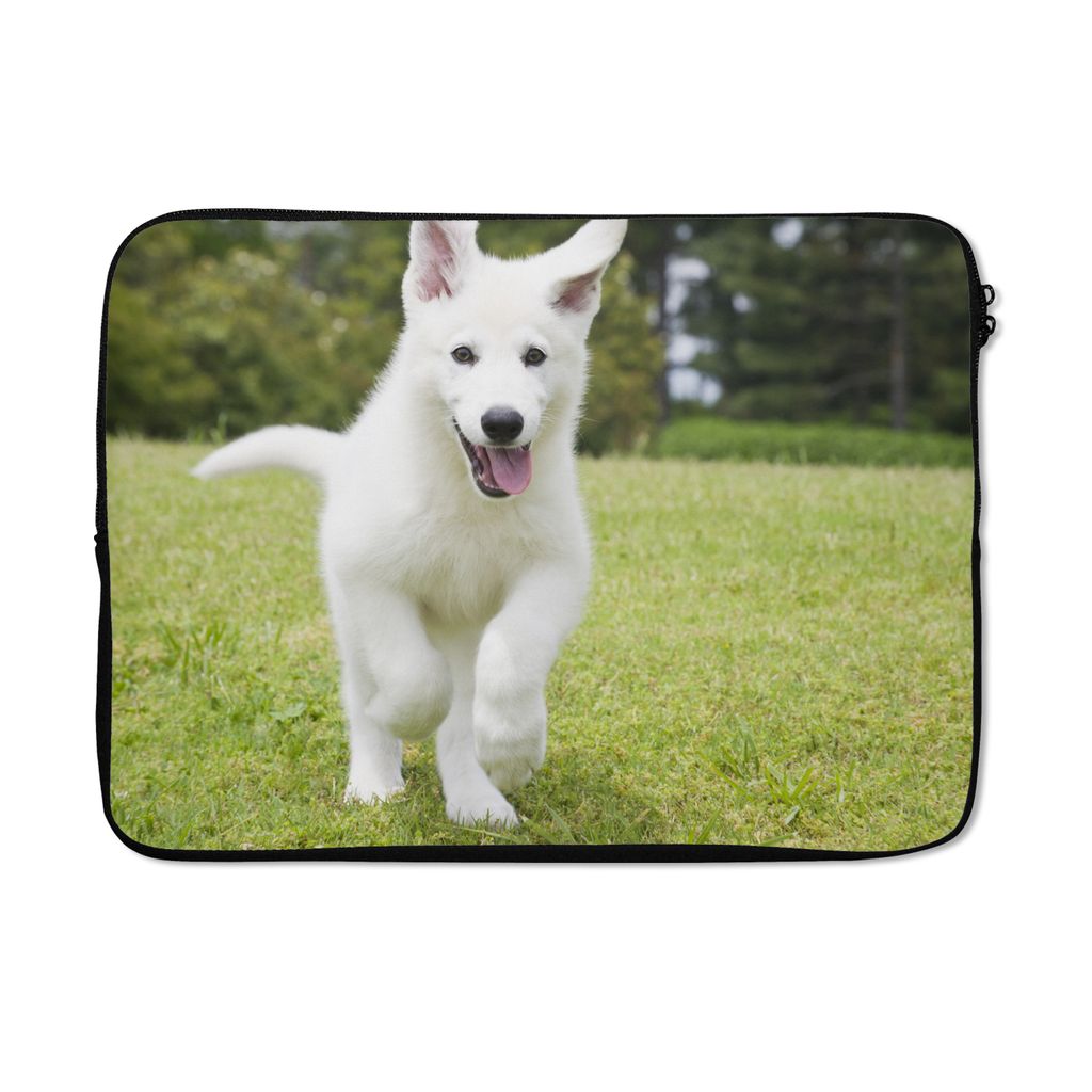 MuchoWow Laptop Hülle 13 Zoll Ein weißer Deutscher Schäferhund Welpe Laptoptasche - Laptophülle - Sleeve - Rundumschutz