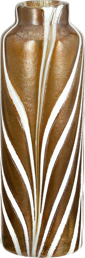 Gilde Glasart, Vase, Afrikano , gestreift, Glas, braun, weiß, VE 2, L. 9 cm, B. 9 cm, H. 27 cm Höhe: 27.00 cm Breite: 9.00 cm Tiefe: 9.00cm 59224