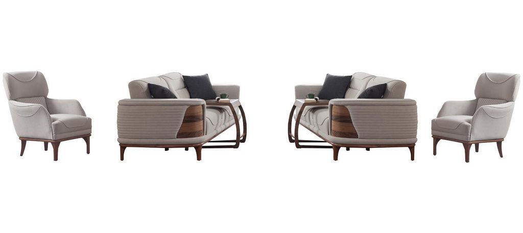 Zwei Sofas komplett mit 2 weißen Sesseln gepolsterte Sessel neu