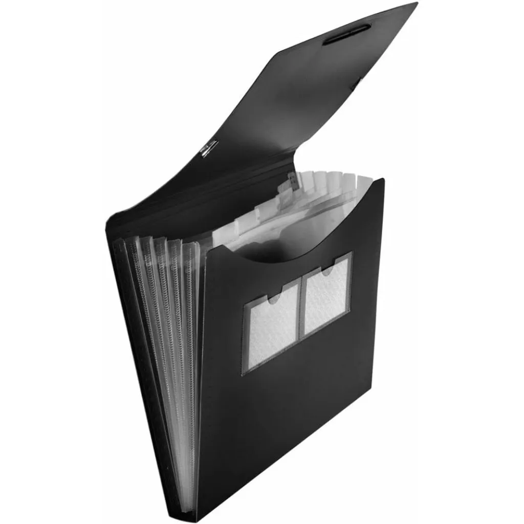 FolderSys 70004-30 Nero: Cartella a Soffietto 5 Tasche per Home Office