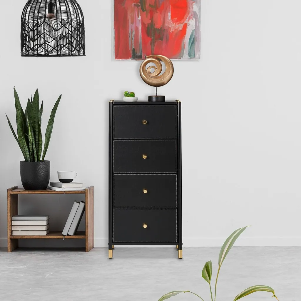 Buffet bas de chambre : commode à 4 compartiments spacieux style scandinave - 5