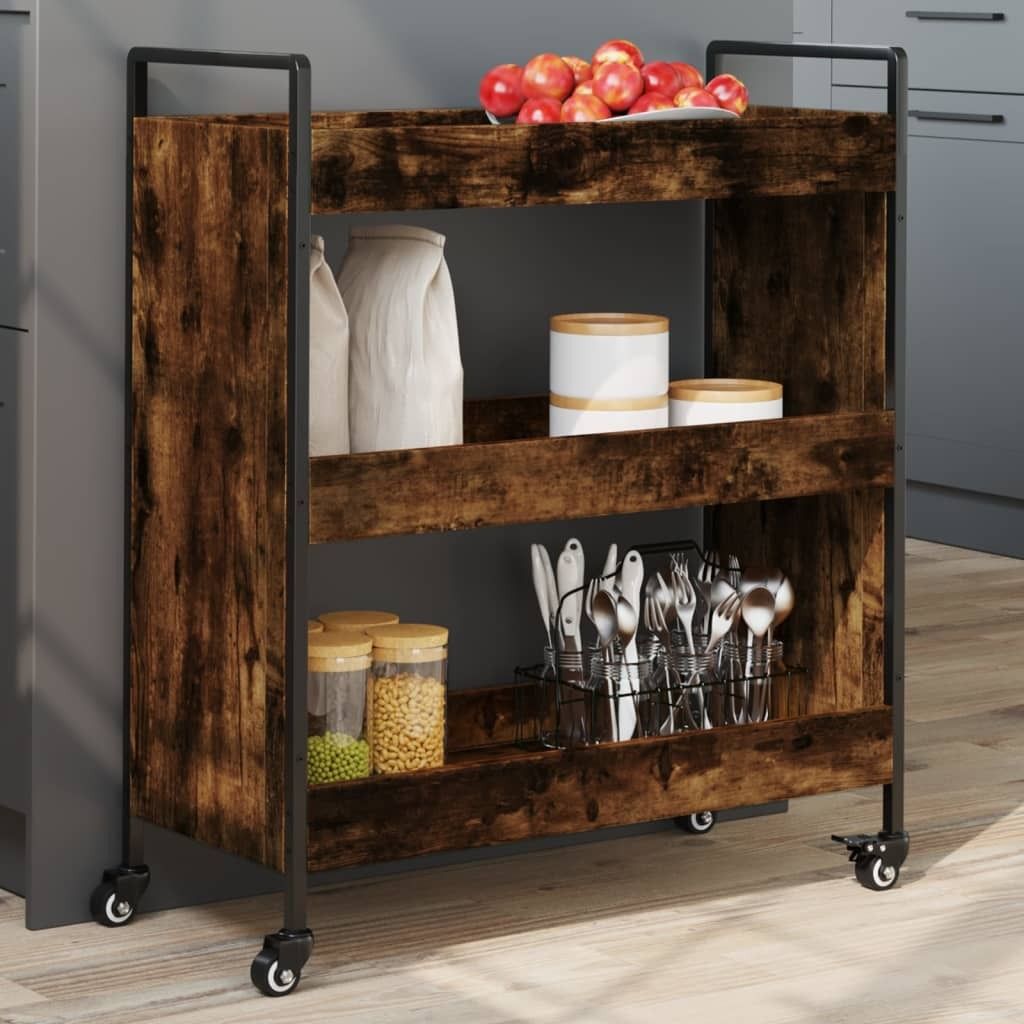 Kuchyňský vozík 70 x 30 x 82 cm kompozitní dřevo Kouřový Obrázek produktu 