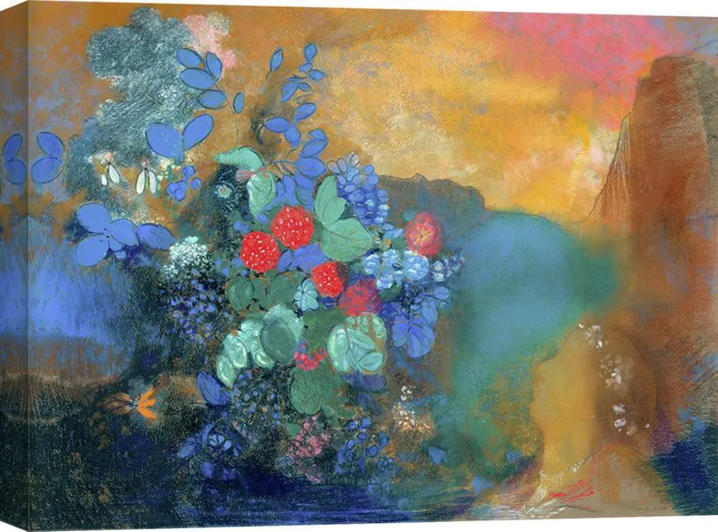 Odilon Redon Ofelia tra i Fiori Quadro su Tela 60x40 cm - Arte Simbolista