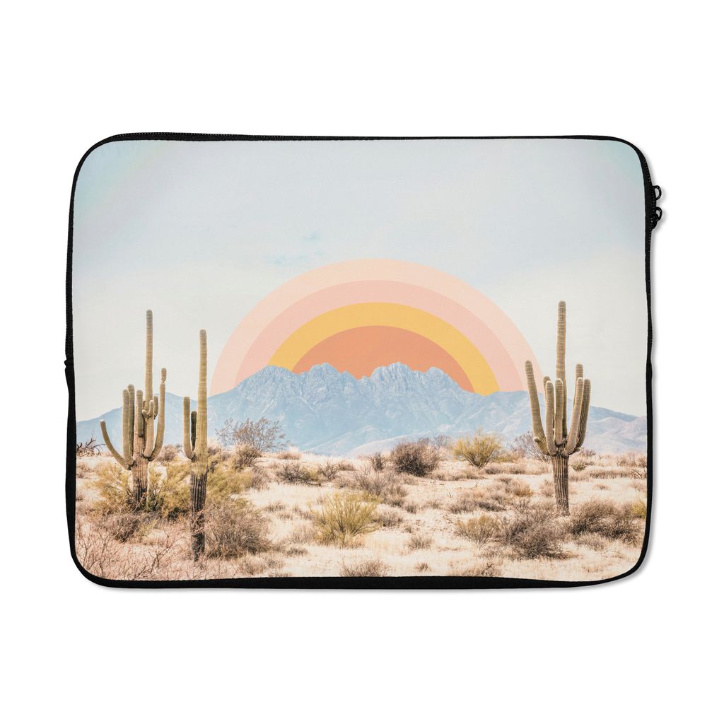 MuchoWow Laptop Hülle 17 Zoll Laptoptasche Kakteen - Pflanzen - Natur - Sonne - Zipper - Schutzabdeckung