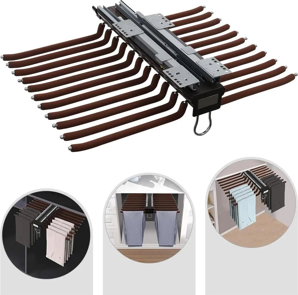 Rangement pantalons pour armoire - Porte-pantalons coulissant 22 barres ABS