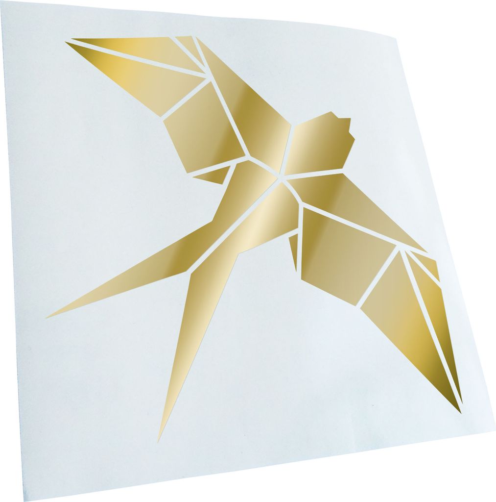 Kiwistar - Autoaufkleber - Papierfalten Vogel M2 - Goldchrom - 30x30cm - Aufkleber für Auto, Laptop, Fahrrad, LKW, Motorrad mehrfarbig JDM Decal R...