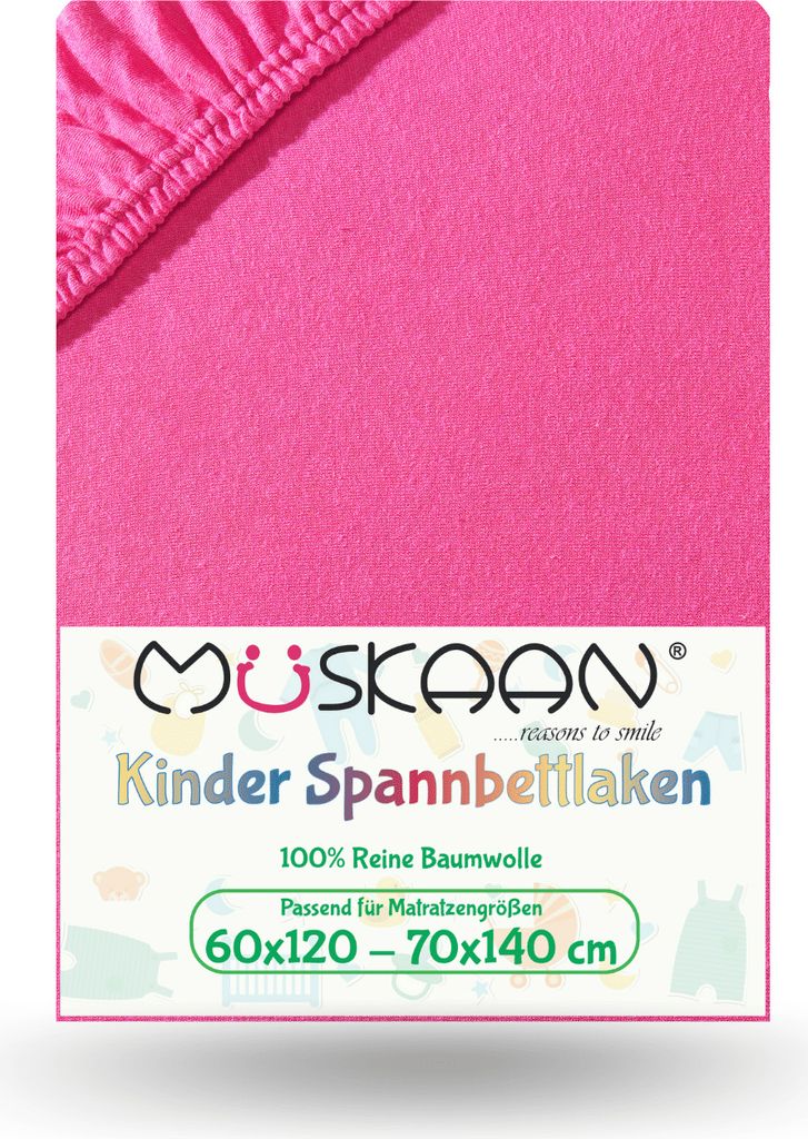 Jersey Kinder Spannbettlaken 60x120 cm - 70x140 cm Pink Produktbild 