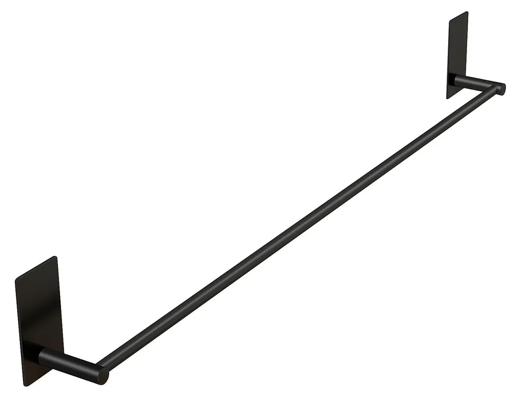 Porte-serviettes noir mat 75 cm en acier SUS304 sans perçage à coller
