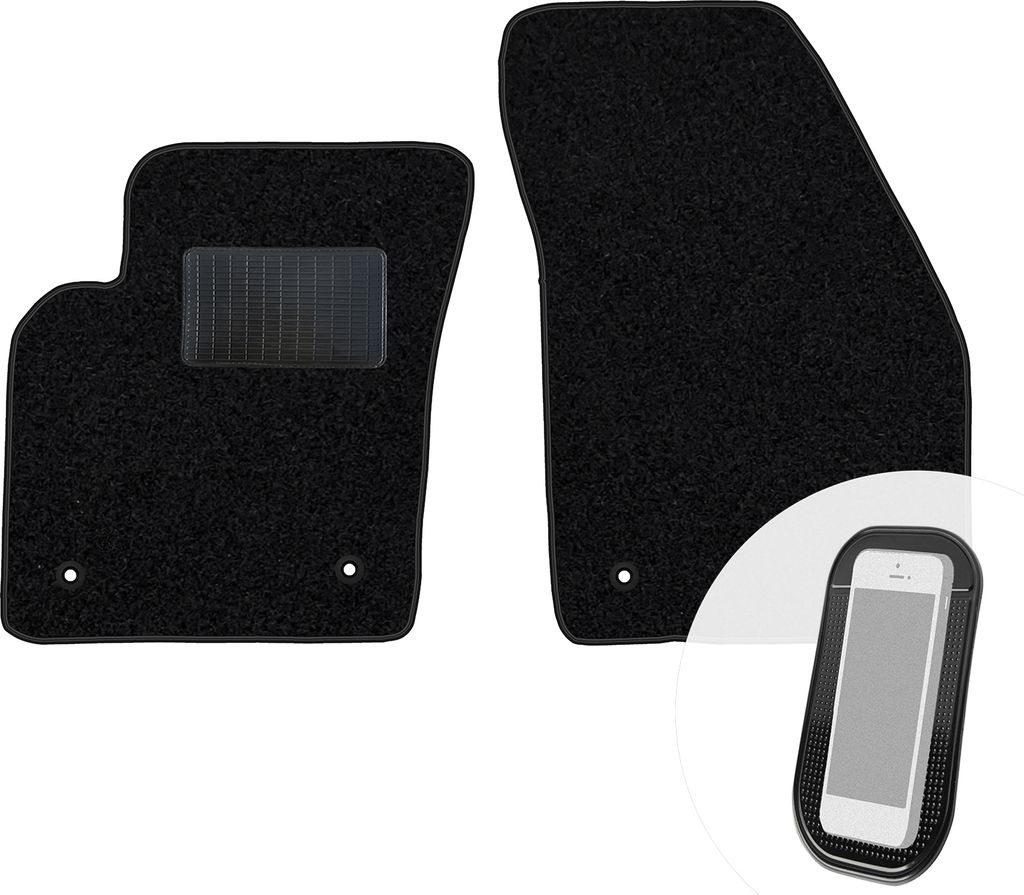 moto-MOLTICO Vorne Fußmatten Auto Velours Autoteppiche Schwarz Automatten Set 2-teilig passend für Volvo V40 II 2012-2019