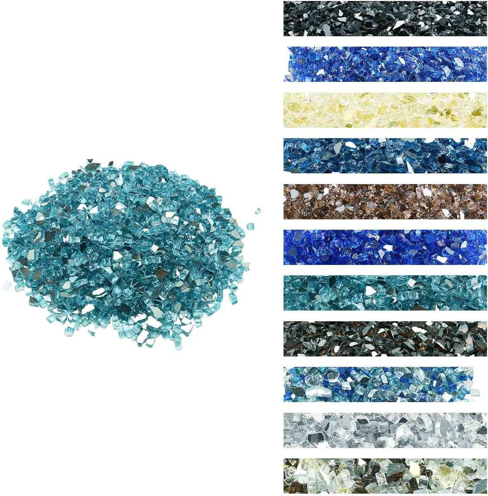 VEVOR Feuerglas, 9 kg hochtemperaturbeständige Glassteine, 12,7 mm reflektierende Feuerstellen-Glasperlen, Feuerstelle Glasfelsen, Kaminglas, Feue...