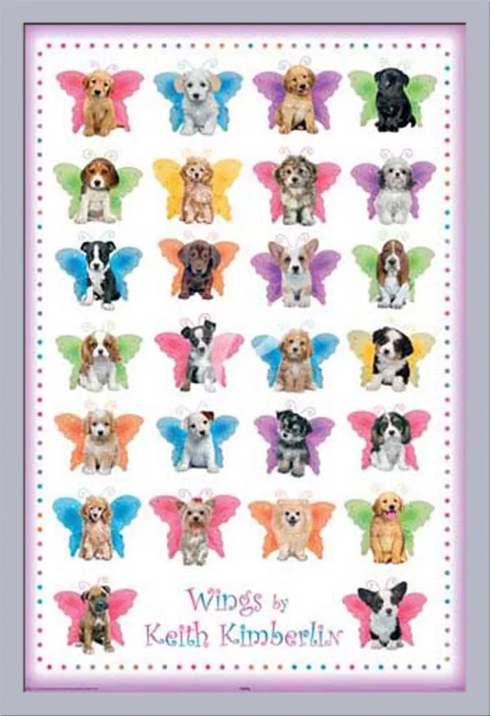 Poster Keith Kimberlin Wings Dogs con Cornice Argento Shinsuke 61x91.5