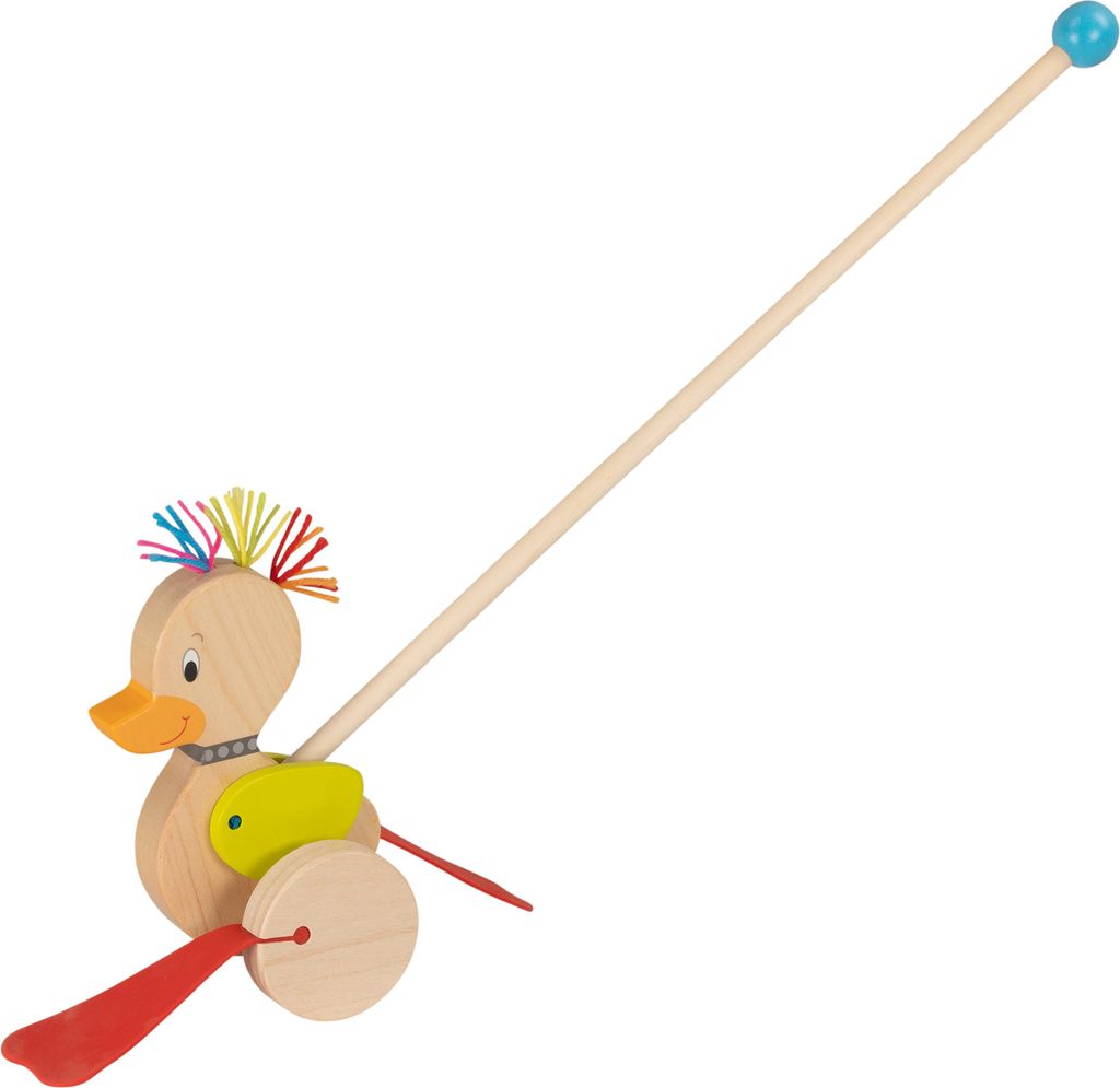 Schiebetier Teufelchen-Ente aus Holz von goki Holzspielzeug Schiebespielzeug 