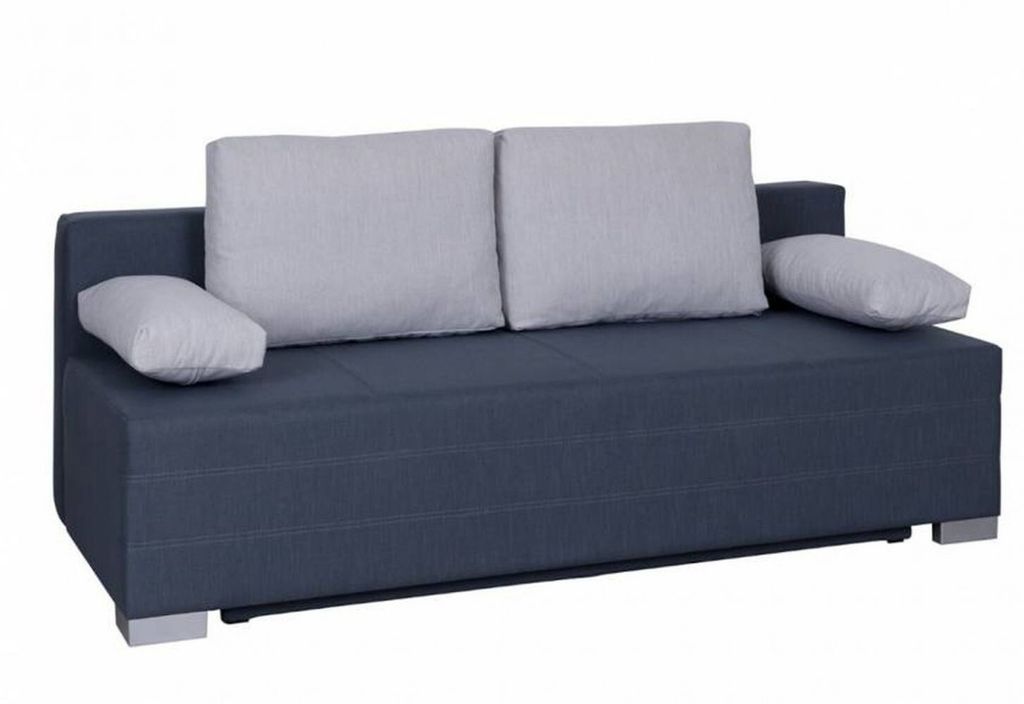 IGOR Schlafsofa mit Kissen und Stauraum - blau-graue / graue Kissen