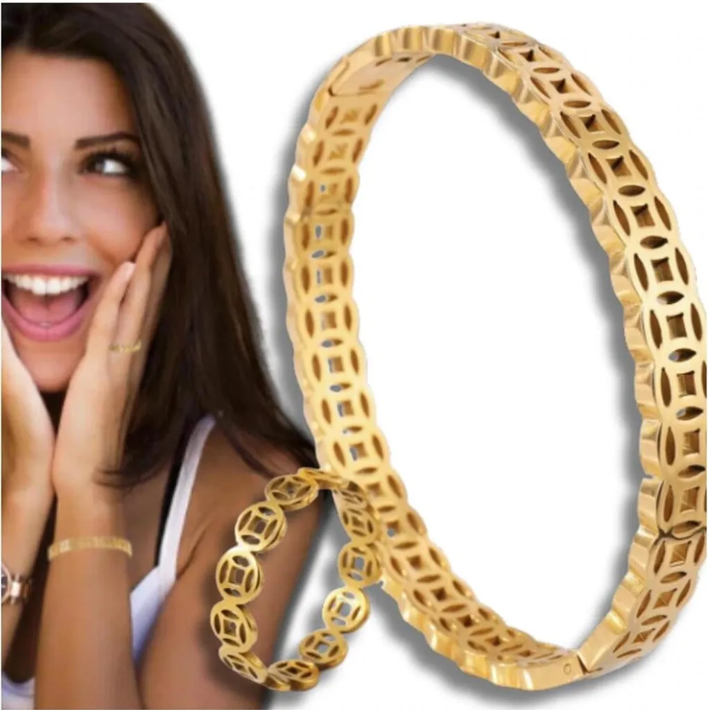 B&J Bracciale Dritësime Oro da Donna: Eleganza Artigianale Taglia Unica