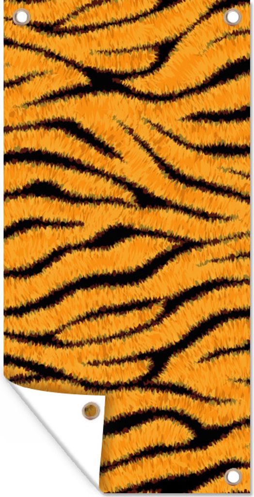 MuchoWow 30x60 cm Outdoor-Poster Gartendeko Sichtschutz Garten Poster für den Garten Tigerdruck - Orange - Schwarz