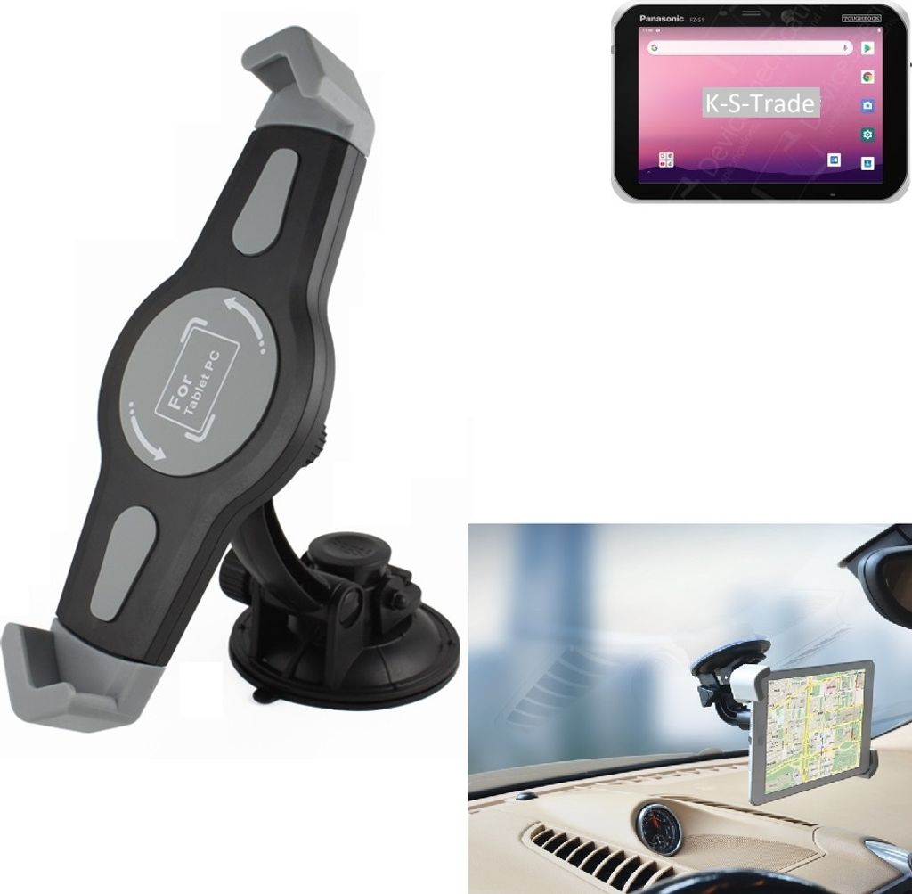 K-S-Trade Scheiben-Halterung für Tablets kompatibel mit Panasonic Toughbook S1 KFZ Tablet Saugnapf Auto Halterung Windschutzscheibe Holder Halter