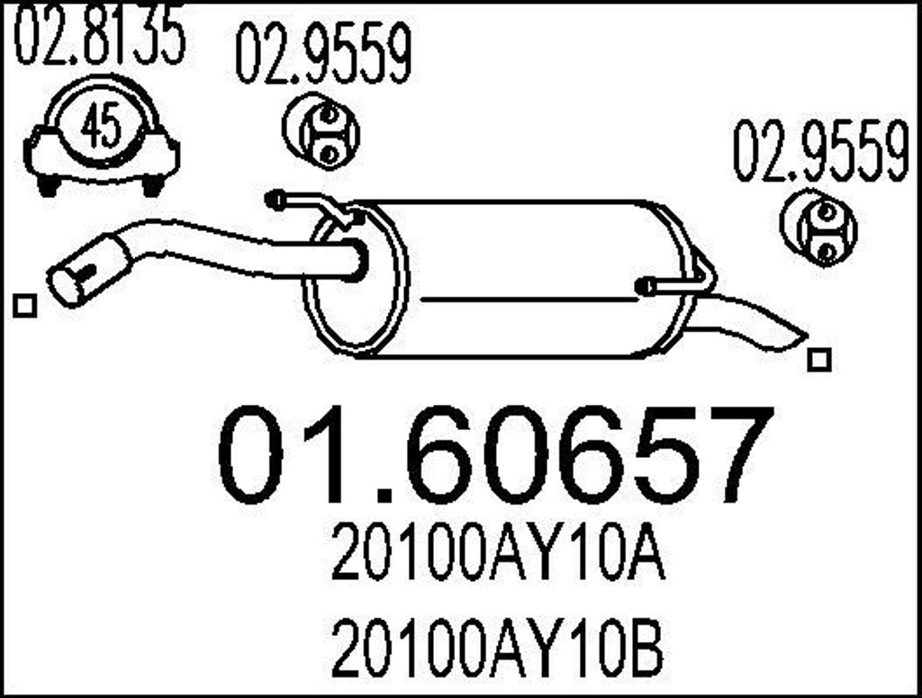 MTS 01.60657 Endschalldämpfer für NISSAN MICRA III (K12) Auspuff