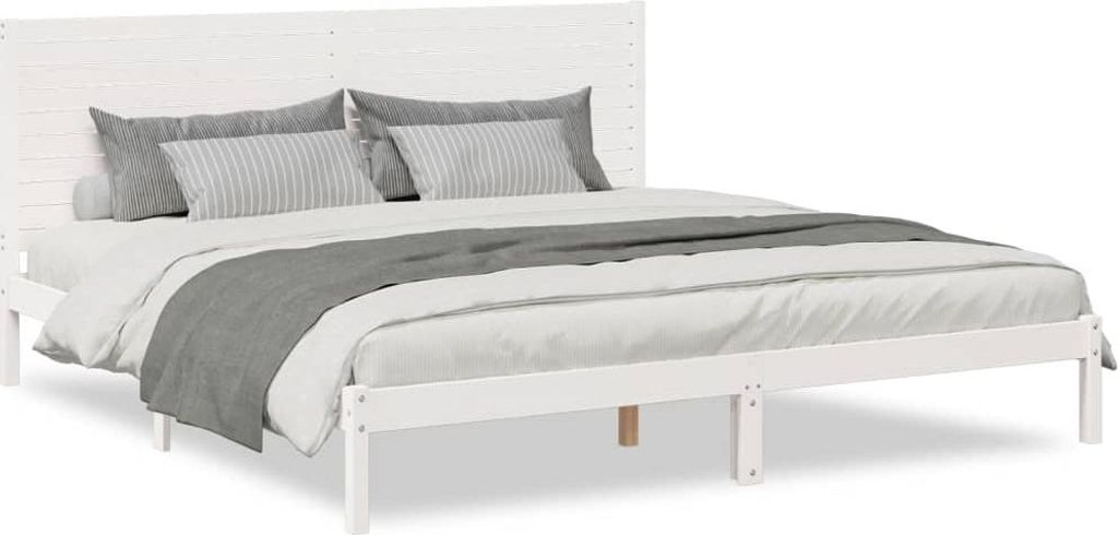 vidaXL Massivholzbett Extra Lang ohne Matratze Weiß 180x220 cm