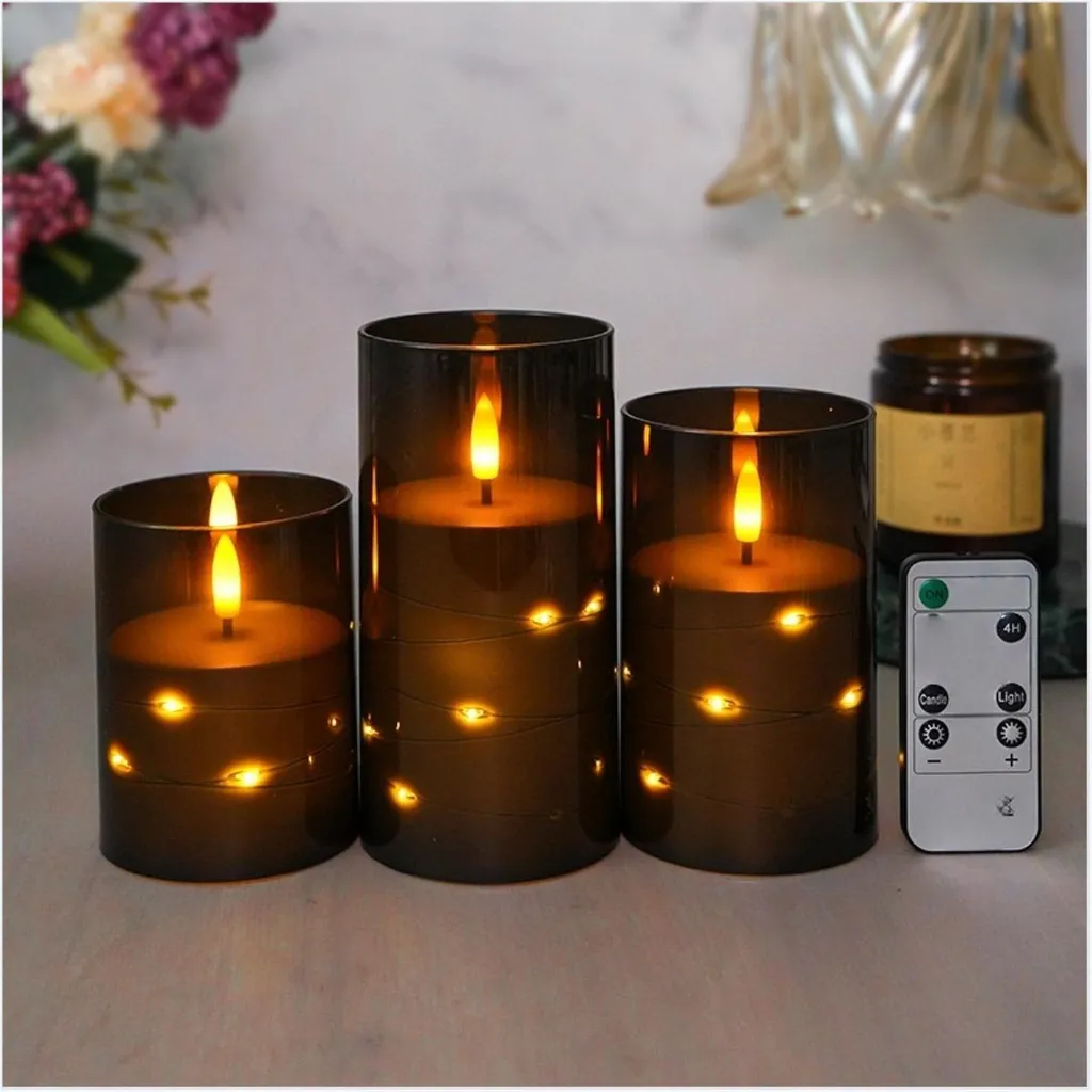 Candele LED Senza Fiamma Da 5 Pezzi Con Timer, Candele Senza Fiamma Da 5 Pezzi Con Timer Candele Senza Fiamma Tremolanti Per Un Atmosfera Romantica E Decorativa A Batteria Grigio 98981547
